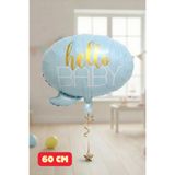 Baloncu Dede Mavi Hello Baby Yazılı Folyo Balon Baby Shower Cinsiyet Belirleme Partisi Süs Hastane
