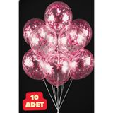 Baloncu Dede Pembe 10 Adet Konfetili Şeffaf Balon Doğum Günü Balonu Parçacıklı Balon Parlak Parçalı Balon