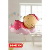 Baloncu Dede Pembe Bulut ve Çocuk Folyo Balon Baby Shower Cinsiyet Belirleme Partisi Süs Hastane