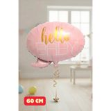 Baloncu Dede Pembe Hello Baby Yazılı Folyo Balon Baby Shower Cinsiyet Belirleme Partisi Süs Hastane