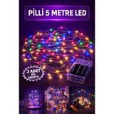 Baloncu Dede Renkli 5 M Peri Led Pilli +3 Pil Fonksiyonlu Yanıp Sönen Doğum Günü Yılbaşı Işığı Yılbaşı Süsü