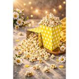 Baloncu Dede Sarı Puantiyeli Patlamış Mısır Kutusu 8x11,5 cm 8 Adet Popcorn Box Parti Doğum Günü Süs