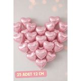 Baloncu Nene 25 Adet Açık Pembe Kalp Folyo Balon 12 cm Mini Kalp Balon Doğum Günü Parti Süsleme Seti