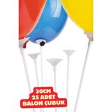 Baloncu Nene 25 Adet Balon Tutma Aparatı Çubuğu Balon Çubuğu Balon Tutucu Çubuklar Doğum Günü Süs