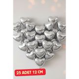Baloncu Nene 25 Adet Küçük Gümüş Kalp Folyo Balon Sevgililer Günü Evlilik Teklifi Romantik Kutlama Süs Malzeme