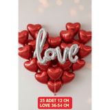 Baloncu Nene 25 Adet Küçük Kırmızı Kalp Love Folyo Balon Sevgililer Günü Evlilik Teklifi Romantik Kutlama Süs