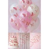 Baloncu Nene 63 Adet Pembe Altın Yaldızlı Kelebek Pasta Balon ve Duvar Sticker Yapışkanlı Doğum Günü Süsleme