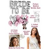 Baloncu Nene Bride To Be Folyo Balon Seti Bekarlığa Veda Parti Seti Gümüş Pembe Kalp Yıldız Balon Kuşak Taç Dövme Bride Party Süsleme Seti