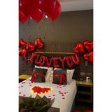 Baloncu Nene Evlilik Romantik Süsleme Seti I Love You Balon Kırmızı Folyo Balon Kalpli Mum Gül Yaprağı Özel Gün