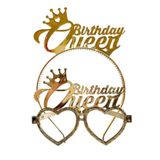 Baloncu Nene Gold Birthday Queen Kız Çocuk Doğum Günü Mika Tacı Doğum Günü Özel Gün Kutlama Süs