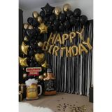 Baloncu Nene Gold Happy Birthday Folyo Balon Seti Siyah Viski ve Kadeh Balon Gold Doğum Günü Parti Süsleri