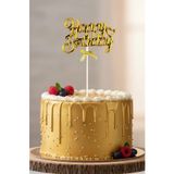 Baloncu Nene Gold Happy Birthday Yazılı Pasta Üstü Süsleme Pasta Süsü Pasta Süsleme Doğum Günü Süs