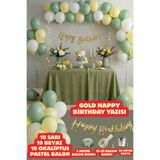 Baloncu Nene Gold Happy Bırthday Yazısı 10 Okaliptus 10 Beyaz 10 Sarı Balon Parti Doğum Günü Konsepti Parti Seti
