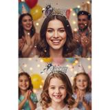 Baloncu Nene Gümüş Birthday Queen Kız Çocuk ve Yetişkin Doğum Günü Mika Tacı Doğum Günü Tacı