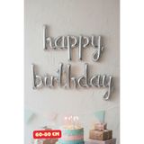 Baloncu Nene Gümüş Happy Birthday Yazılı Folyo Balon El Yazılı Happy Yazısı Doğum Günü Balonu