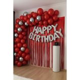 Baloncu Nene Happy Birthday Folyo Set Kırmızı Gümüş Balon Parti Doğum Günü Süsleme Seti
