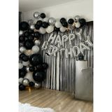 Baloncu Nene Happy Birthday Folyo Set Siyah Beyaz Gümüş Balon Parti Doğum Günü Süsleme Seti
