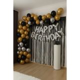 Baloncu Nene Happy Birthday Folyo Set Siyah Gold Gümüş Balon Parti Doğum Günü Süsleme Seti
