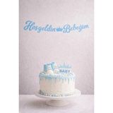 Baloncu Nene Hoşgeldin Bebeğim Erkek Çocuk Mavi Yazı Süs – 20x110 cm Baby Shower Kapı Duvar Süsü
