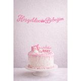 Baloncu Nene Hoşgeldin Bebeğim Kız Çocuk Pembe Yazı Süs – 20x110 cm Baby Shower Kapı Duvar Süsü