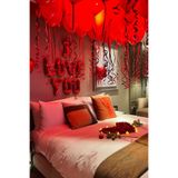 Baloncu Nene I Love You Yazılı Folyo Balon Seti Kırmızı Balon Kalp Balon Gül Yaprağı Dekor Evlilik Yıl Dönümü
