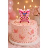 Baloncu Nene Kelebek Pasta Mumu Happy Birthday Mum – Doğum Günü Pasta Üstü Kelebek Mum – Pembe Parti Mumu