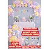Baloncu Nene Kelebekli Metalik Parlak Balon Seti Renkli Happy Birthday Yazılı Doğum Günü Süsleme