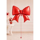 Baloncu Nene Kırmızı Fiyonk Folyo Balon 98x75 cm Dev Boy Doğum Günü Parti Süsü