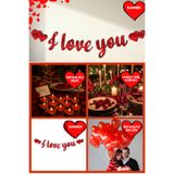 Baloncu Nene Kırmızı I Love You Banner Kalpli Balon Mum Gül Ve Kalpli Mum Sevgililer Günü Özel Gün Yıl Dönümü