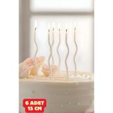Baloncu Nene Kıvrımlı Sedefli Beyaz İnci Beyazı Kıvrımlı 15 Cm Pasta Mumu Çoklu Paket Doğum Günü Özel Gün