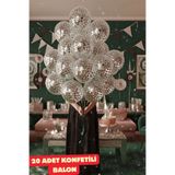 Baloncu Nene Konfetili Balon ve Gümüş Konfetili 20 Adet Konfetili Balon Parti Doğum Günü Süsleme Seti