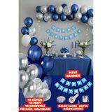 Baloncu Nene Koyu Mavi Happy Bırthday Yazısı Doğum Günü Set Doğum Günü Süsleri Doğum Günü Balonları