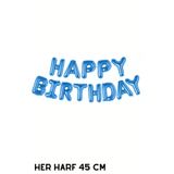 Baloncu Nene Mavi Happy Bırthday Folyo Set Balon Doğum Günü Helyum Doğum Günü Süs Kutlama Çocuk Doğum Günü