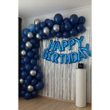 Baloncu Nene Mavi Happy Birthday Folyo Set Mavi Gümüş Balon Parti Doğum Günü Süsleme Seti