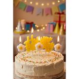 Baloncu Nene Papatya Mum Seti Sarı Happy Birthday Yazılı Pasta Üstü Çiçekli Doğum Günü Parti Süsü Seti