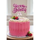 Baloncu Nene Pembe Happy Birthday Yazılı Pasta Üstü Süsleme Pasta Süsü Pasta Süsleme Doğum Günü Süs