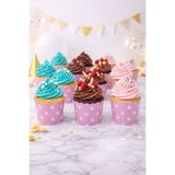 Baloncu Nene Pembe Yıldız Desenli Cupcake Kek Kapsülü 25’li Paket Doğum Günü Baby Shower Muffin Kapsülü