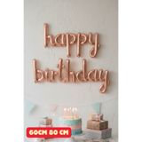 Baloncu Nene Rose Gold Happy Birthday Yazılı Folyo Balon El Yazılı Happy Folyo Balon Doğum Günü Balonu