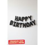 Baloncu Nene Siyah Happy Bırthday Folyo Set Balon Doğum Günü Helyum Doğum Günü Süs Kutlama Çocuk Doğum Günü