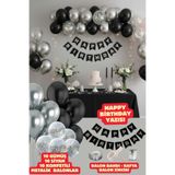 Baloncu Nene Siyah Happy Bırthday Yazısı Doğum Günü Set Doğum Günü Süsleri Doğum Günü Balonları
