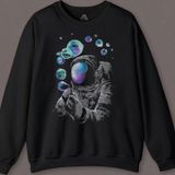 Baloncuk Köpük Tabancası Uzayda Astronot Cosmos Balon Baskılı Sweatshirt