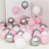 Balonevi 30 Adet Metalik Gümüş-Pembe-Beyaz Helyumla Uçan Balon