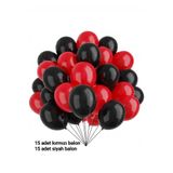 BalonEvi Kırmızı Siyah Balon Seti 30 adet Parti Süsleri doğum günü bride parti