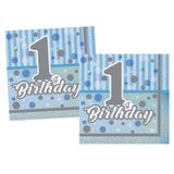 Balonevi THB5121 16 Adet 33x33 cm Pırıltılı 1st Birthday Erkek Kağıt Peçete