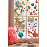 Balonla Uçan Noel Baba Ve Kardan Adam Yılbaşı Süsleri Pencere Duvar Sticker