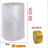 Balonlu Ambalaj Naylonu Pat Pat 50 cm x 10 Metre 40 gr Baloncuklu Havalı Pıtpıt (Koli Bandı Hediye) - şeffaf