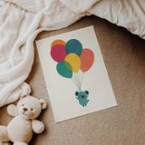 Balonlu Sevimli Koala Çocuk Odası Duvar Posteri Çerçeveli Tablo Duvar Dekorasyonu - 21 x 30 - Çerçevesiz Poster