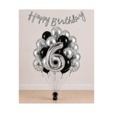 Balonsan -6- Yaş Gümüş Happy Bırthday Banner Temalı Balon Demeti 15 Adet