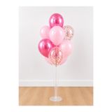 Balonsan Pembe Şeffaf Krom Pembe Rose Gold Pullu 7 Adet Balon 7'li Balon Standı