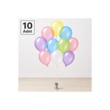 Balonsan Renkli Şeffaf Balon Floresan Balon Karışık Renk 10 Adet
